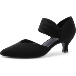 DREAM PAIRS Women’s Kitten Heels Low Pumps Shoes Pointed Closed Toe Slip on Dress Work Bridal Party Wedding(Black)