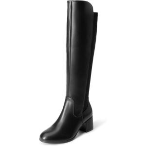 DREAM PAIRS Women’s Knee High Stretchy Fashion Boots(Black-pu)