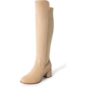 DREAM PAIRS Women’s Knee High Stretchy Fashion Boots(Nude-suede)