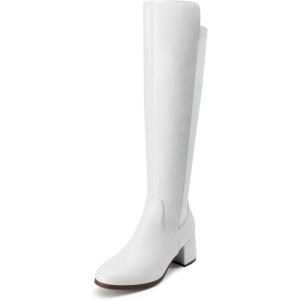 DREAM PAIRS Women’s Knee High Stretchy Fashion Boots(White)