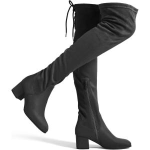 DREAM PAIRS Women’s Laurence Over The Knee Thigh High Chunky Heel Boots Long Stretch Sexy Fall Boots(Grey)