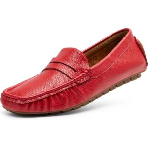 DREAM PAIRS Women’s Loafers Penny Loafer Slip on Casual Dressy Comfortable Business Work Office Moccasins Driving Loafer Shoes(Red)