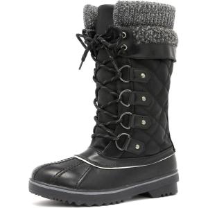 DREAM PAIRS Women’s Mid-Calf Waterproof Winter Snow Boots MONTE_02(Black)