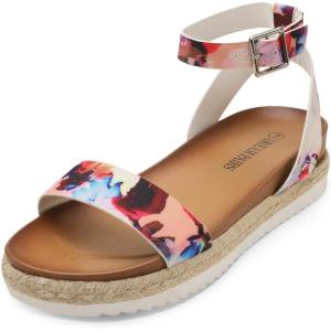 DREAM PAIRS Women’s Open Toe Platform Espadrille Wedge Sandals Comfortable One Band Dressy Casual Sandals for Women(Floral)