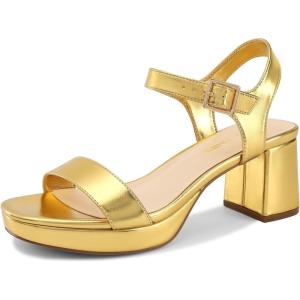 DREAM PAIRS Women’s Platform Heels Block Chunky Open Toe Ankle Strap Heel Fashion Wedding Party Dress Sandals Shoes(Gold)