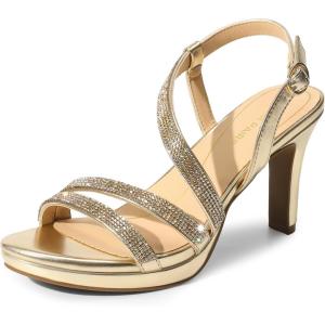 DREAM PAIRS Women’s Platform Strappy Heels High Heeled Sandals Open Toe Comfortable Dressy Shoes with Adjustable Ankle Strap(Gold)