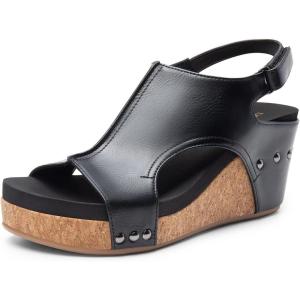 DREAM PAIRS Women’s Platform Wedge Sandals, Comfortable Peep-Toe Cork Casual & Dressy Summer Lightweight Shoes for All Day Wear(Black)