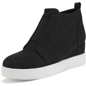 DREAM PAIRS Women’s Platform Wedge Sneakers Ankle Booties(Black)