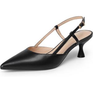 DREAM PAIRS Women’s Slingback Kitten Heels Closed Pointed Toe Low Stiletto Heels Dress Bridal Party Wedding Pumps Shoes(Black)