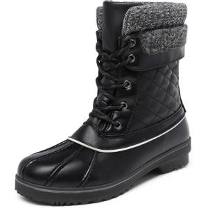 DREAM PAIRS Women’s Snow Winter Boots Mid Calf Waterproof Duck Warm Outdoor Winter Boots Shoes(Black)