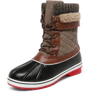 DREAM PAIRS Women’s Snow Winter Boots Mid Calf Waterproof Duck Warm Outdoor Winter Boots Shoes(Brown)