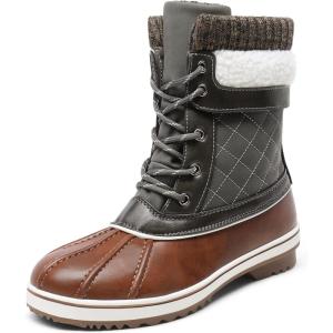 DREAM PAIRS Women’s Snow Winter Boots Mid Calf Waterproof Duck Warm Outdoor Winter Boots Shoes(Tan/Khaki)
