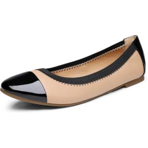 DREAM PAIRS Women’s Sole-Flex Ballerina Walking Flats Shoes(Nude Black)