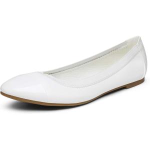 DREAM PAIRS Women’s Sole-Flex Ballerina Walking Flats Shoes(White)