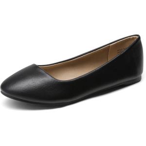 DREAM PAIRS Women’s Sole-Simple Wide Width Flats, Ballerina Walking Flats, Comfortable Slip on Shoes(Black/Pu)