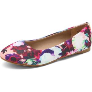 DREAM PAIRS Women’s Sole-Simple Wide Width Flats, Ballerina Walking Flats, Comfortable Slip on Shoes(Floral)