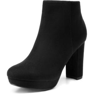 DREAM PAIRS Women’s Stomp High Heel Ankle Boots(Black)