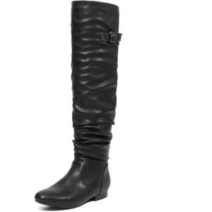 DREAM PAIRS Women’s Suede Over The Knee Thigh High Winter Boots(Black/Pu)