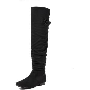 DREAM PAIRS Women’s Suede Over The Knee Thigh High Winter Boots(Black-p)