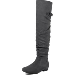 DREAM PAIRS Women’s Suede Over The Knee Thigh High Winter Boots(Grey)