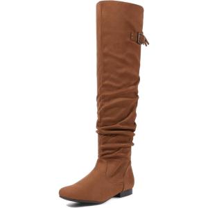 DREAM PAIRS Women’s Suede Over The Knee Thigh High Winter Boots(Tan)