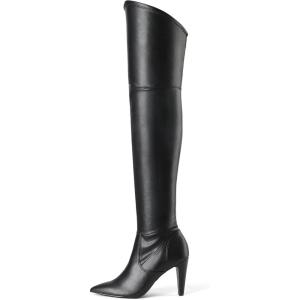 DREAM PAIRS Women’s Thigh High Boots Over The Knee Heels Long Sexy Pointed Toe Boots(Black/Pu)