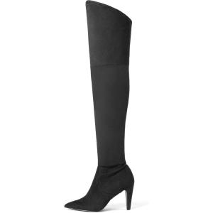 DREAM PAIRS Women’s Thigh High Boots Over The Knee Heels Long Sexy Pointed Toe Boots(Black/Suede)