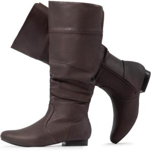 DREAM PAIRS Women’s Wide Calf Knee High Pull On Fall Weather Winter Boots(Wide/Calf/Brown)