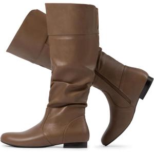 DREAM PAIRS Women’s Wide Calf Knee High Pull On Fall Weather Winter Boots(Wide/Calf/Camel)
