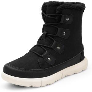 DREAM PAIRS Womens Winter Boots Cozy Faux Fur Anti-Slip Snow Boots Lace Up Comfort Stylish Ankle Booties for Cold Weather City Walk(Black)