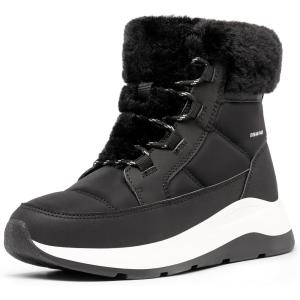 DREAM PAIRS Women’s Winter Snow Boots, Faux Fur Waterproof Ankle Booties, Zaylee Ladies Comfortable Short Boots Outdoor(Black)