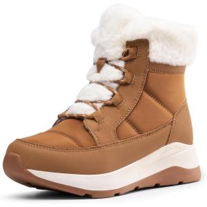 DREAM PAIRS Women’s Winter Snow Boots, Faux Fur Waterproof Ankle Booties, Zaylee Ladies Comfortable Short Boots Outdoor(Chestnut)