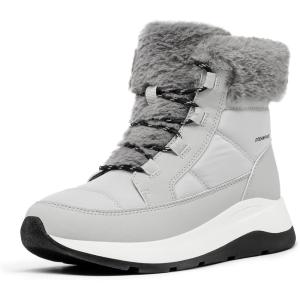 DREAM PAIRS Women’s Winter Snow Boots, Faux Fur Waterproof Ankle Booties, Zaylee Ladies Comfortable Short Boots Outdoor(Grey)