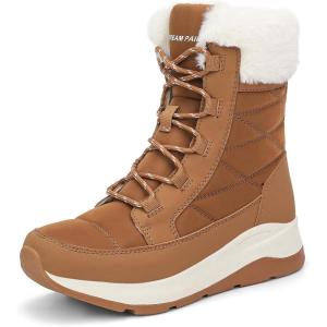 DREAM PAIRS Women’s Winter Snow Boots Waterproof Lightweight Warm Faux Fur Lined Insulated Outdoor Ladies Mid-Calf Booties(Chestnut)