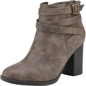 TOETOS Women’s Chunky High Heel Ankle Boots Close Toe Fall Heeled Booties Shoes(Taupe)