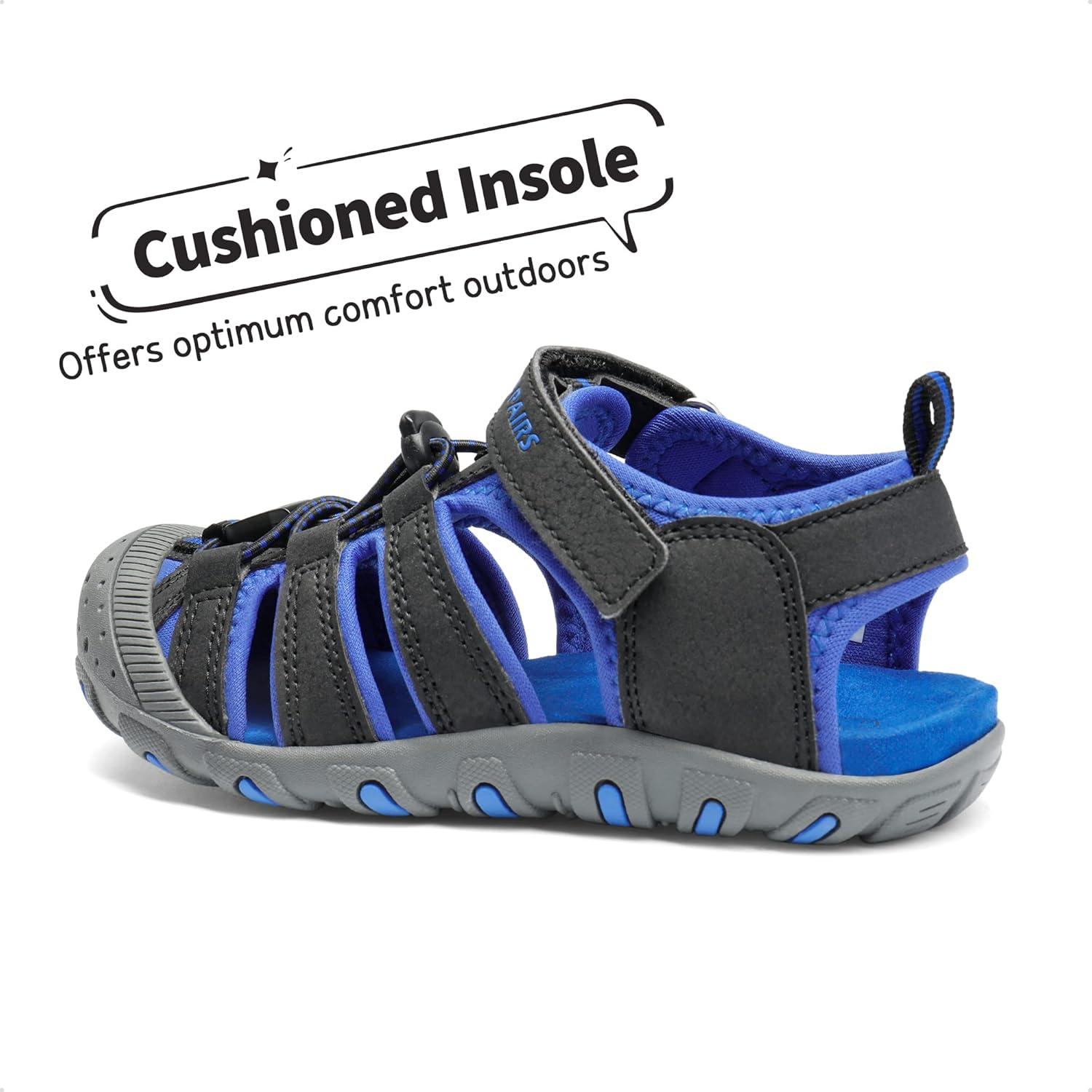 imageDREAM PAIRS Boys Girls ClosedToe Outdoor Summer Sport Sandals for LittleBig KidBlackDark Blue