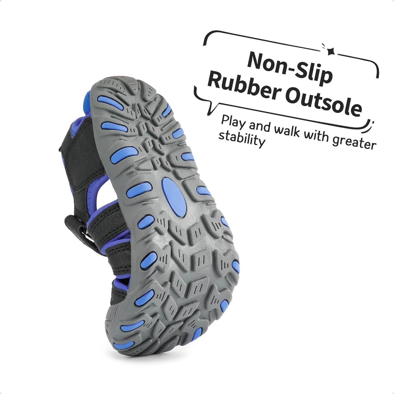 imageDREAM PAIRS Boys Girls ClosedToe Outdoor Summer Sport Sandals for LittleBig KidBlackDark Blue