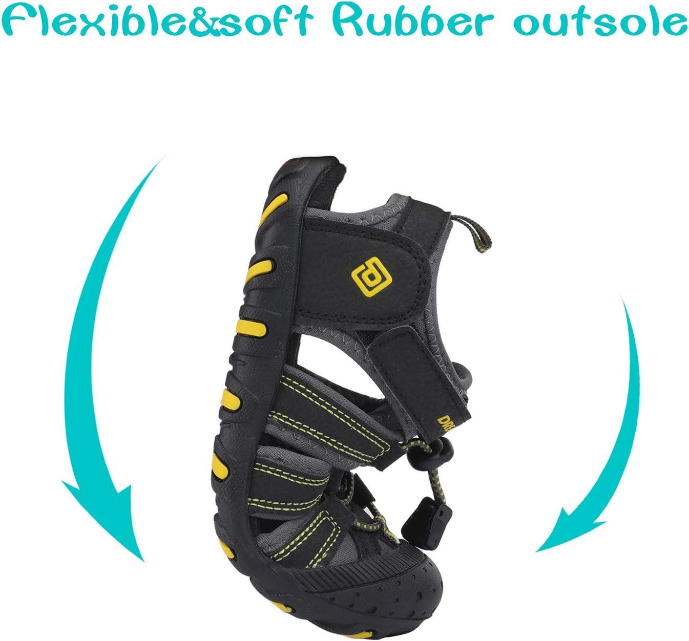 imageDREAM PAIRS Boys Girls ClosedToe Outdoor Summer Sport Sandals for LittleBig KidBlackGreyYellow