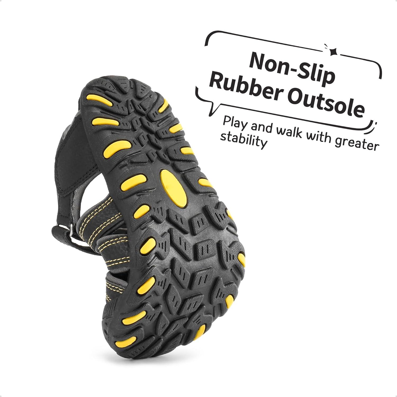 imageDREAM PAIRS Boys Girls ClosedToe Outdoor Summer Sport Sandals for LittleBig KidBlackGreyYellow