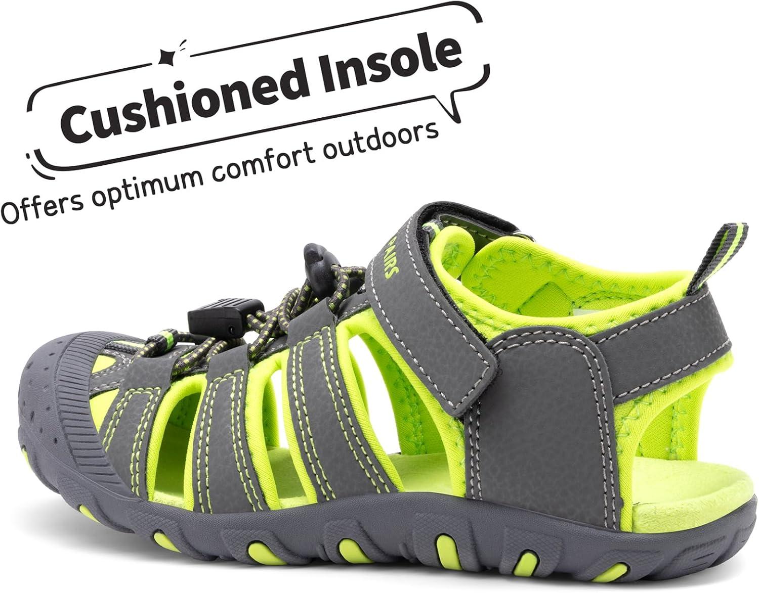 imageDREAM PAIRS Boys Girls ClosedToe Outdoor Summer Sport Sandals for LittleBig KidGreyGreen