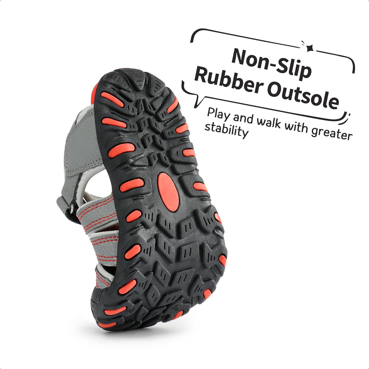 imageDREAM PAIRS Boys Girls ClosedToe Outdoor Summer Sport Sandals for LittleBig KidGreyLightGreyRed