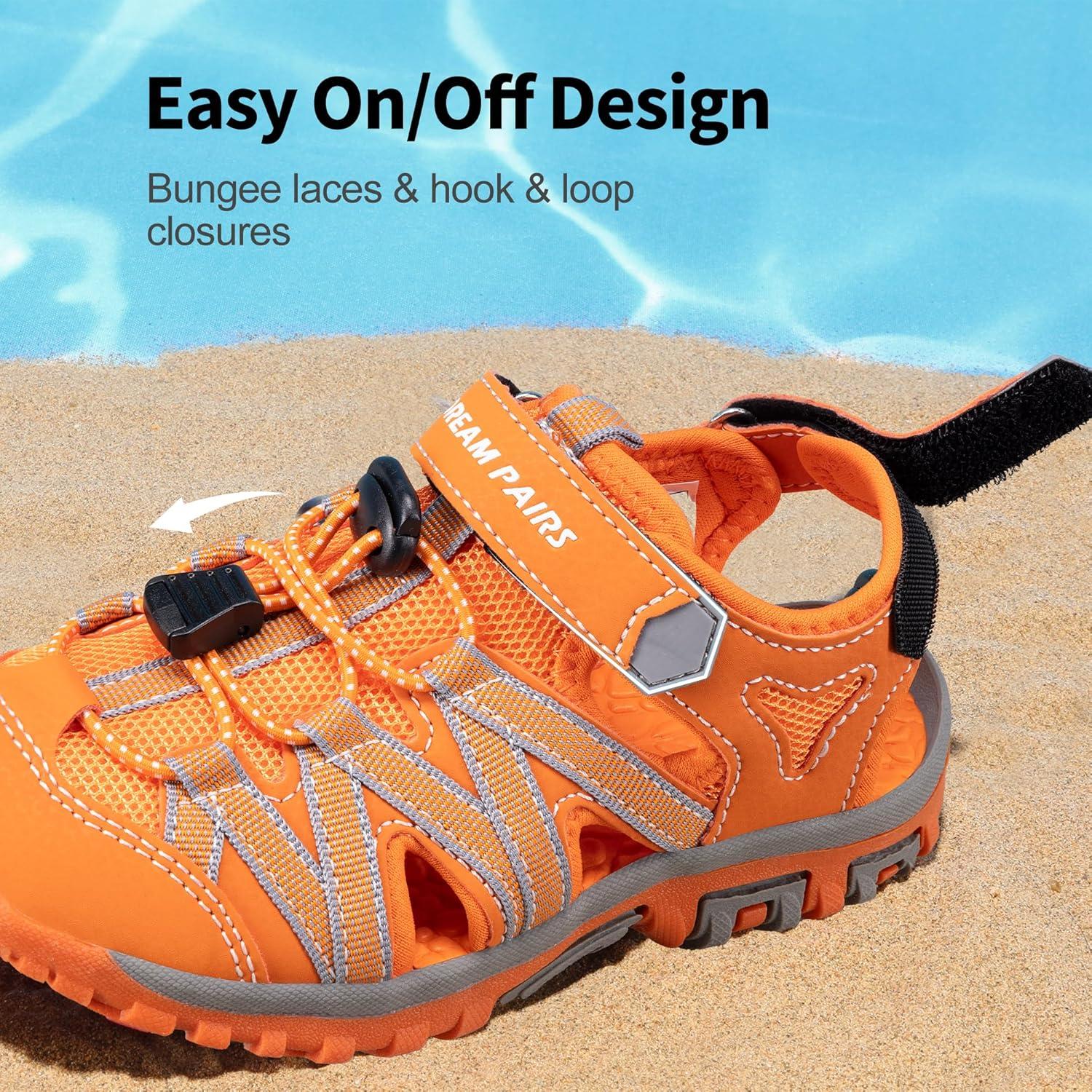 imageDREAM PAIRS Boys Girls ClosedToe Outdoor Summer Sport Sandals for LittleBig KidOrange