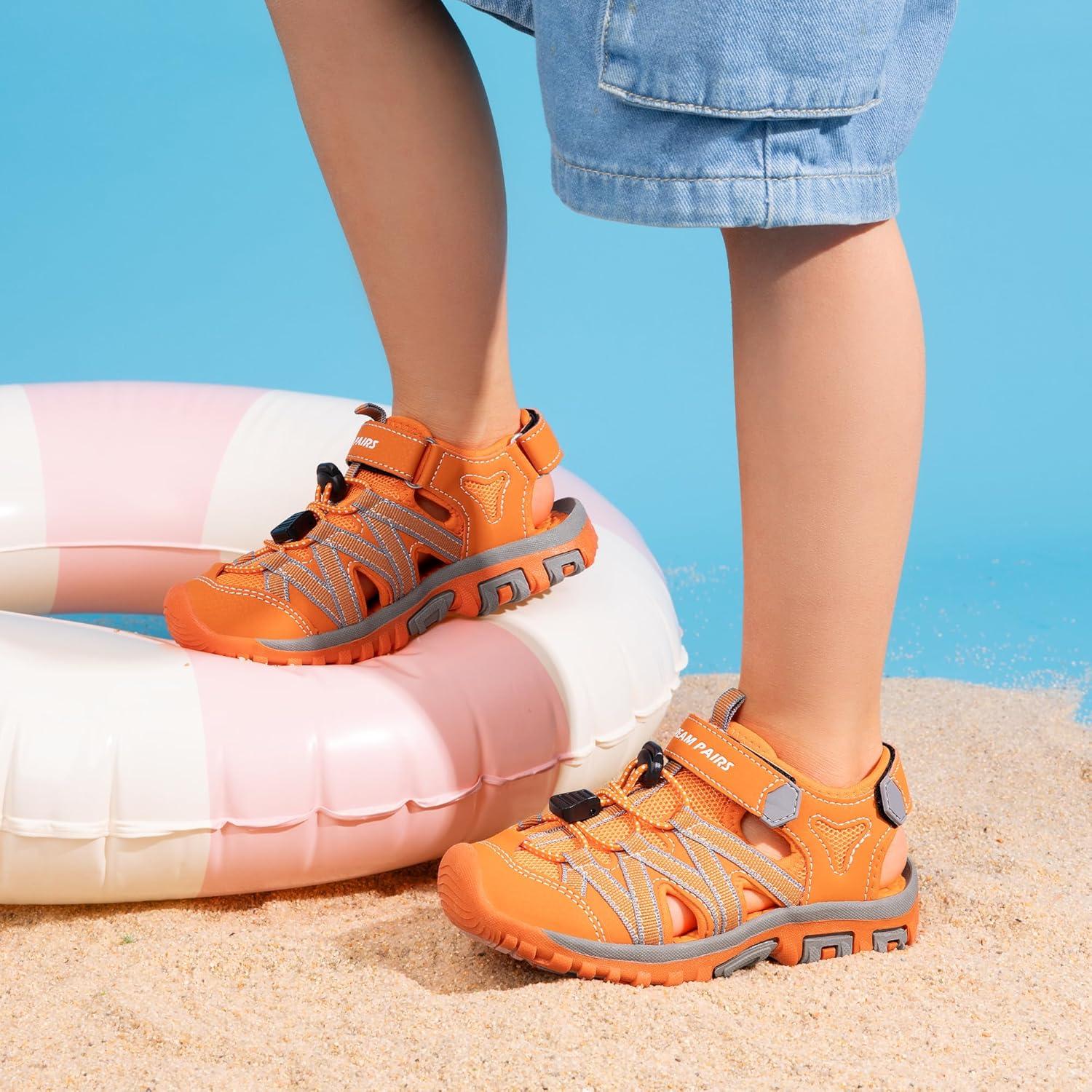 imageDREAM PAIRS Boys Girls ClosedToe Outdoor Summer Sport Sandals for LittleBig KidOrange
