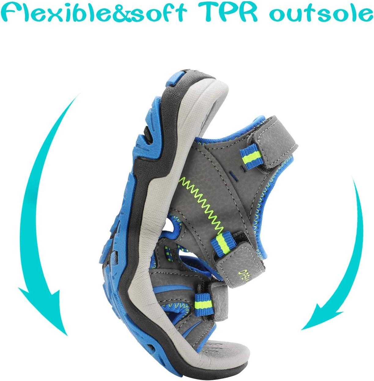 imageDREAM PAIRS Boys Girls Fashion Athletic Summer Sports SandalsToddlerLittle KidBig KidDarkGreyRoyalNeonGreen
