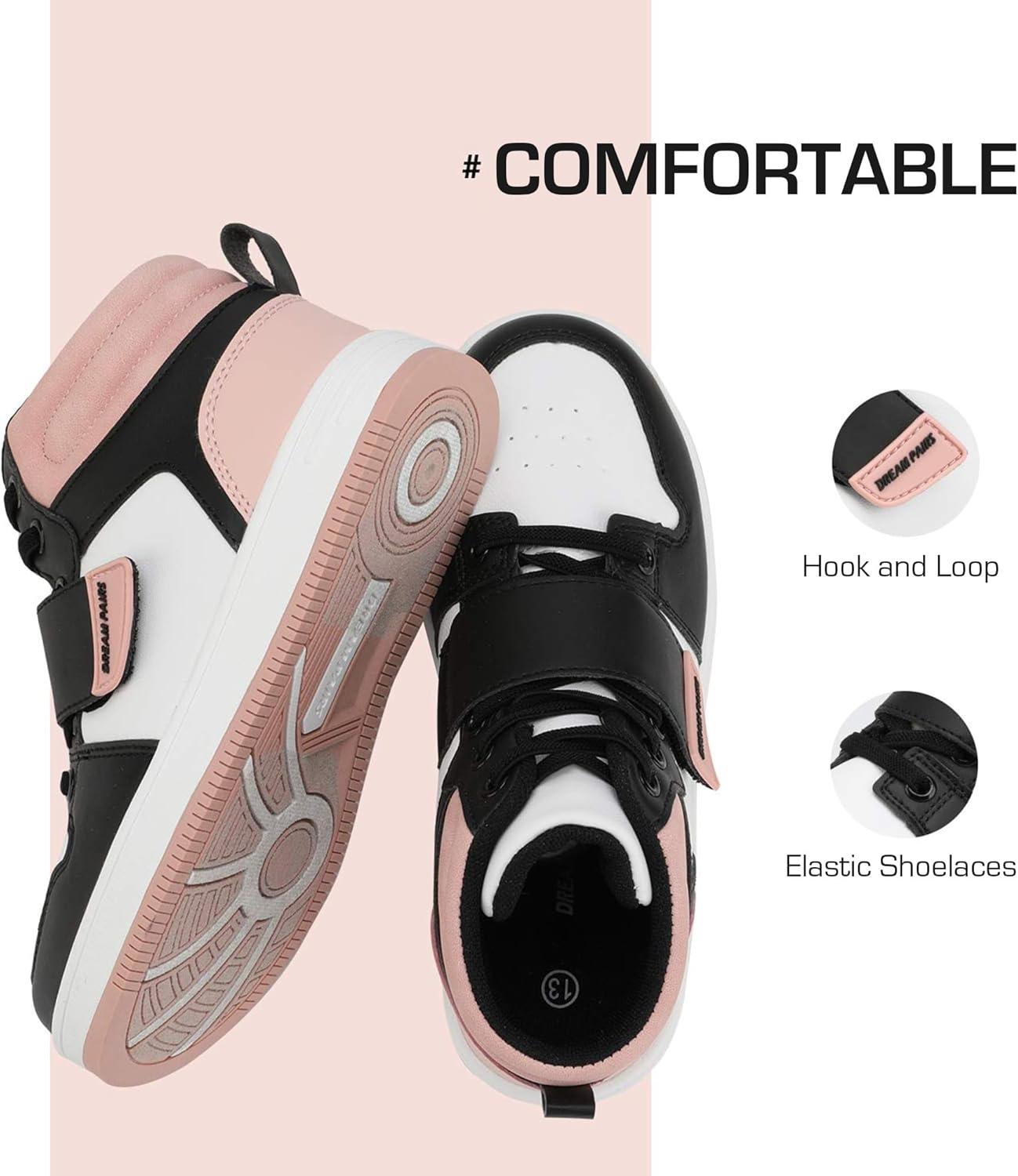 imageDREAM PAIRS Boys Girls High Top Sneaker LilLegends Skyhigh Basketball ShoesBlackWhitePink