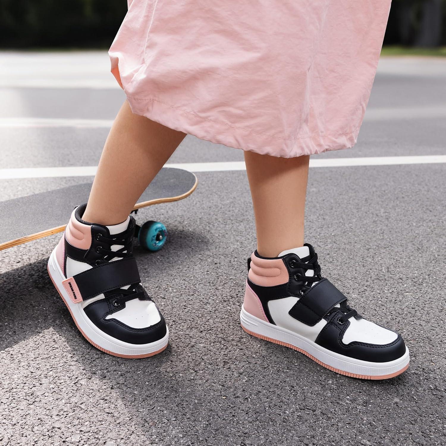 imageDREAM PAIRS Boys Girls High Top Sneaker LilLegends Skyhigh Basketball ShoesBlackWhitePink