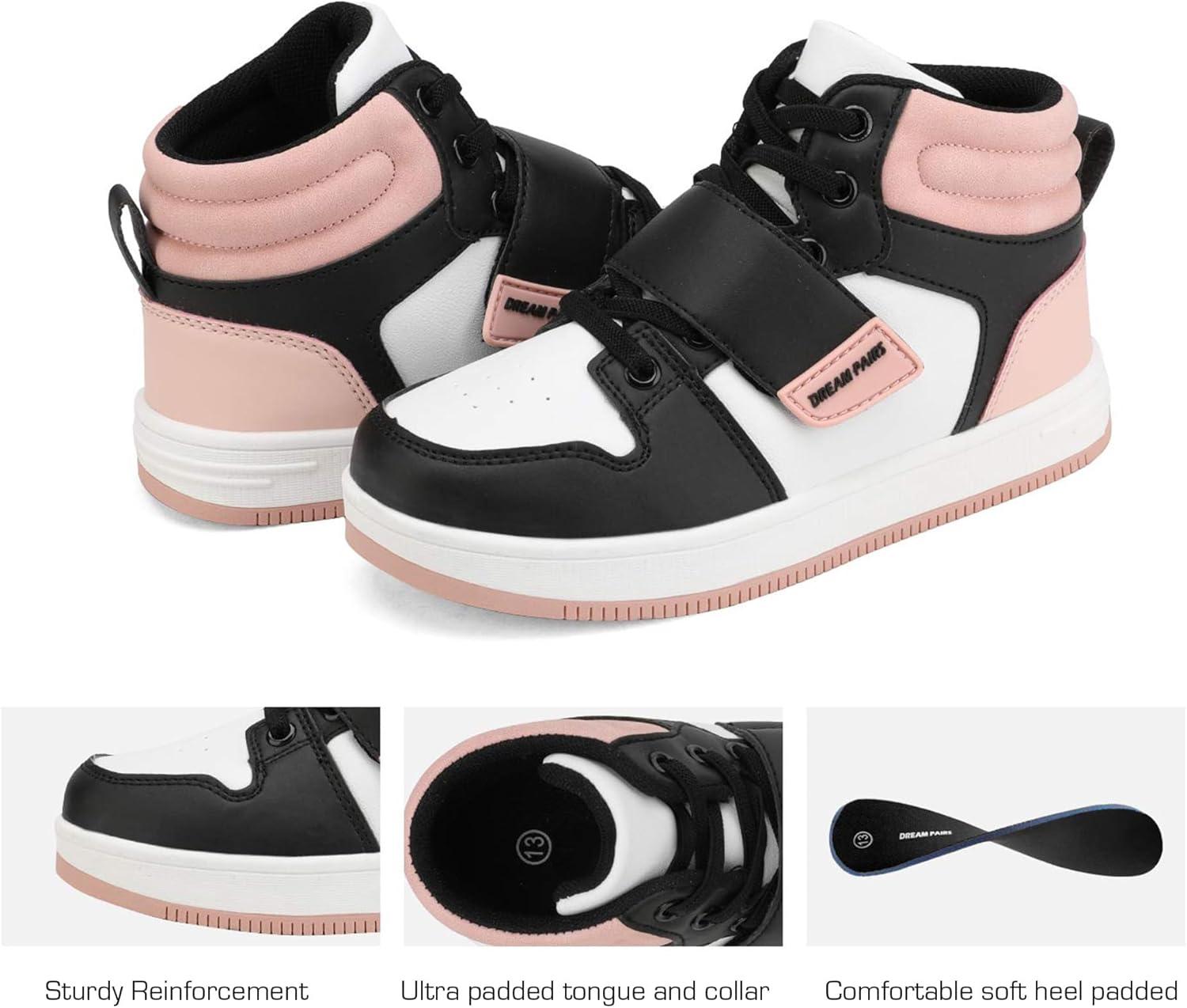 imageDREAM PAIRS Boys Girls High Top Sneaker LilLegends Skyhigh Basketball ShoesBlackWhitePink