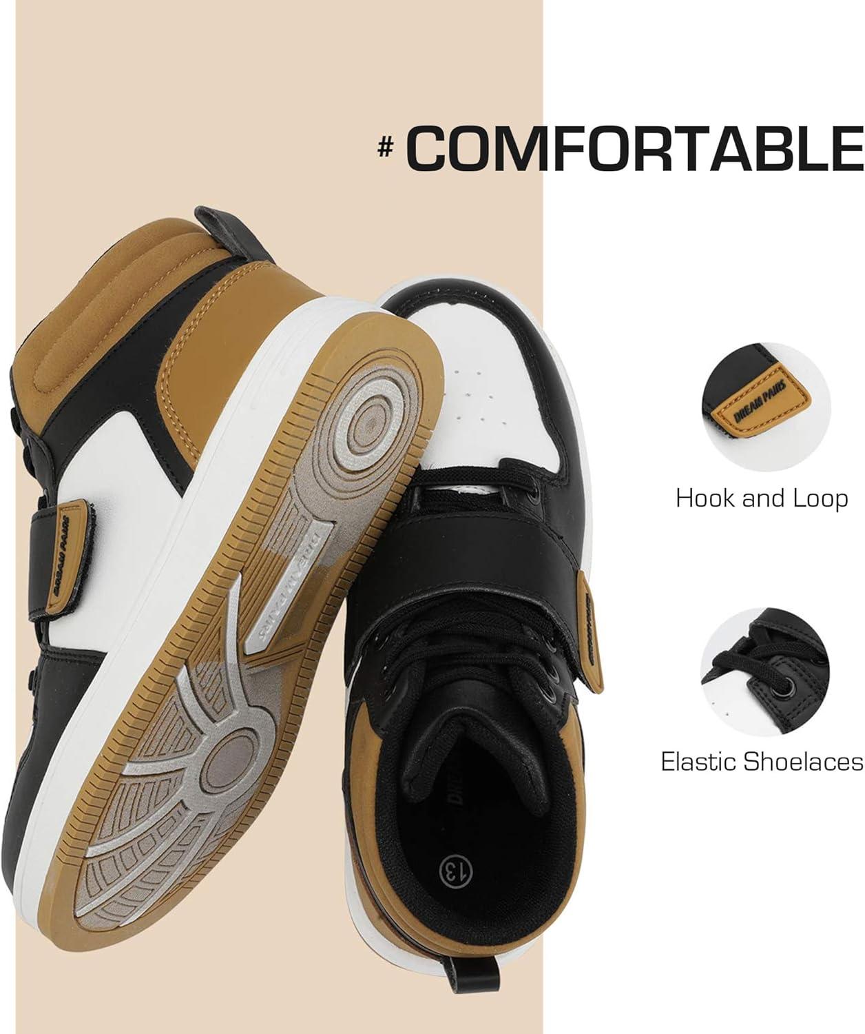 imageDREAM PAIRS Boys Girls High Top Sneaker LilLegends Skyhigh Basketball ShoesYellowWhiteBlack