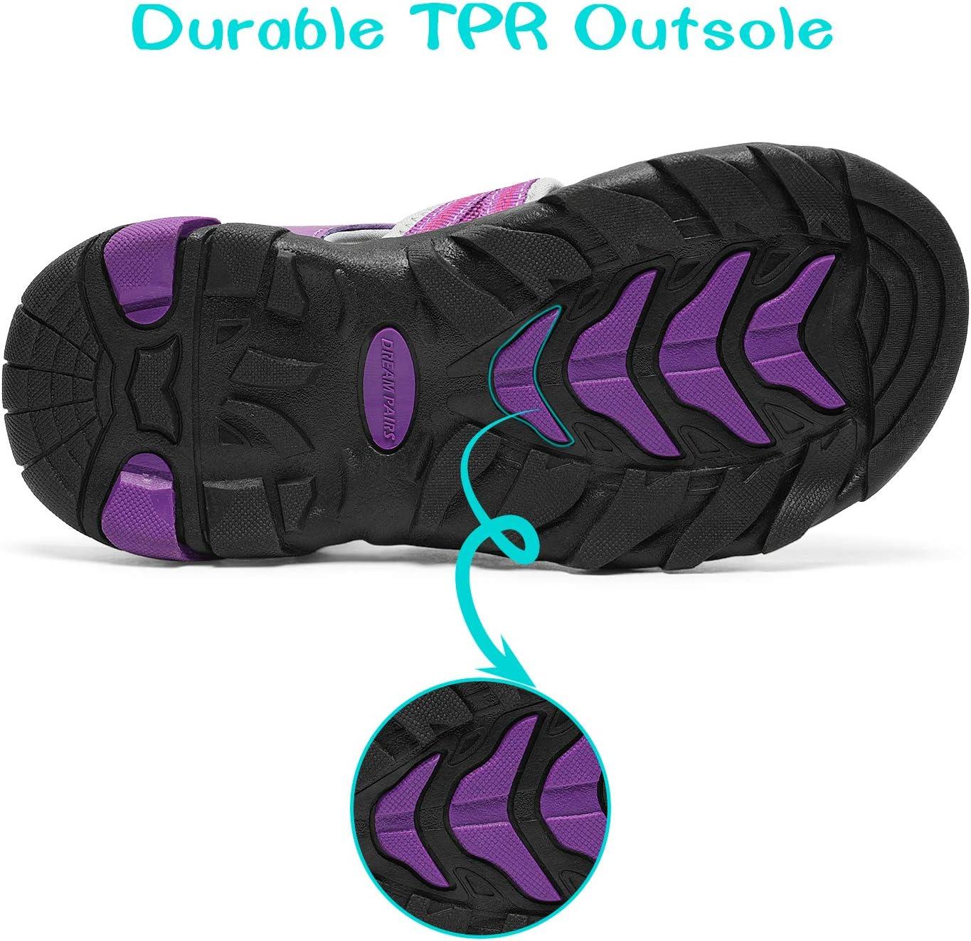 imageDREAM PAIRS Boys Girls Outdoor Summer Sport Athletic Sandals for LittleBig KidPurpleFuchsiaLightGrey