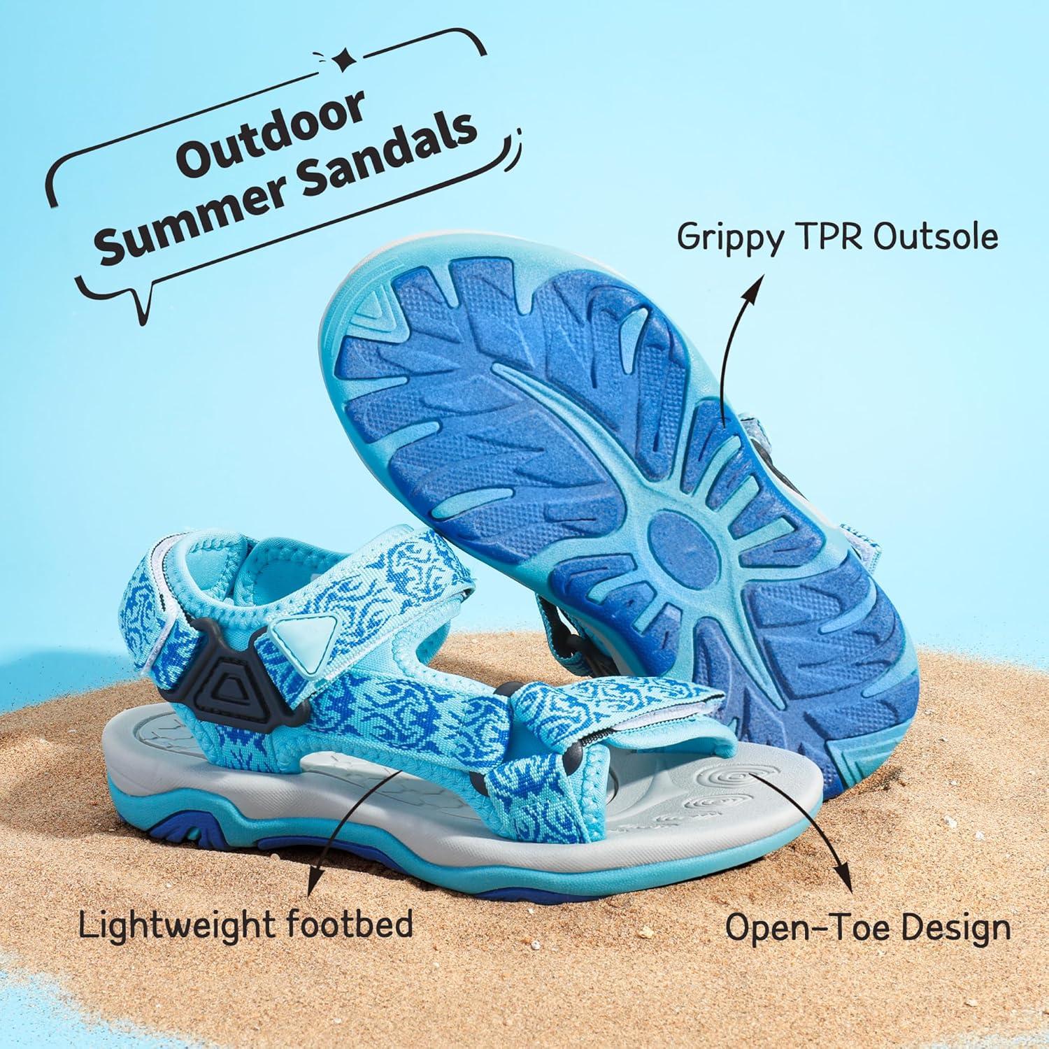 imageDREAM PAIRS Boys Girls Sandals Kids Adventurous LightWeight Adjustable Straps Summer Sandals ToddlerLittle KidBig KidBabyBlue